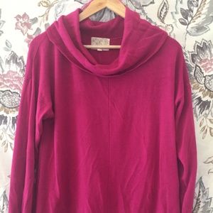 Pink Cowl Turtleneck Sweater